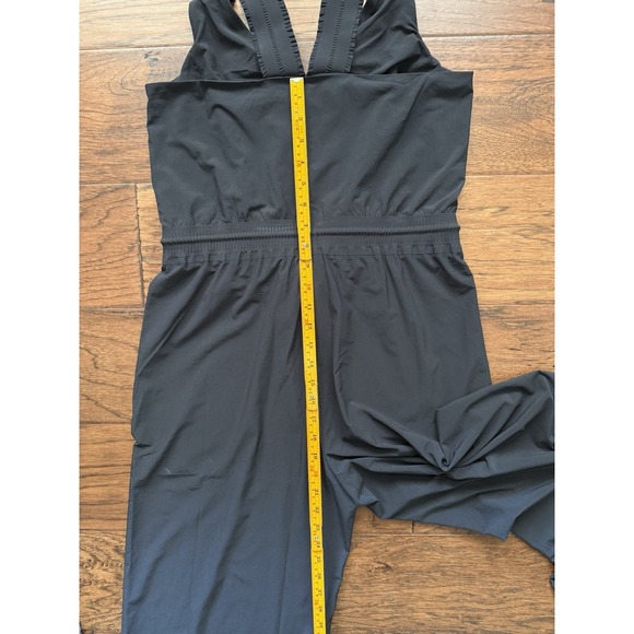 Athleta Savannah Black V Neck Wide Leg Jumpsuit Size 4 Stretch Athleisure - Picture 12 of 16